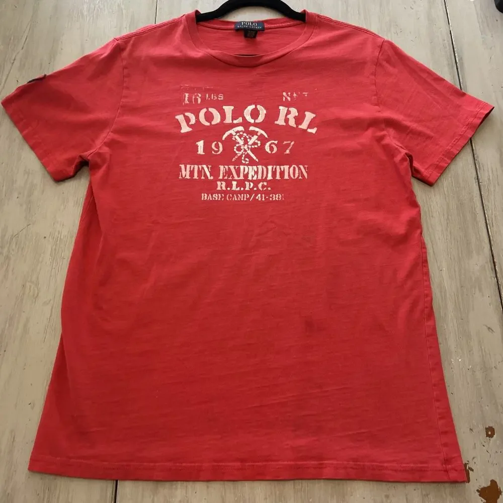 Vintage Polo Ralph Lauren Mountain Expedition Red Shirt RL Boys Sz XL 18 20